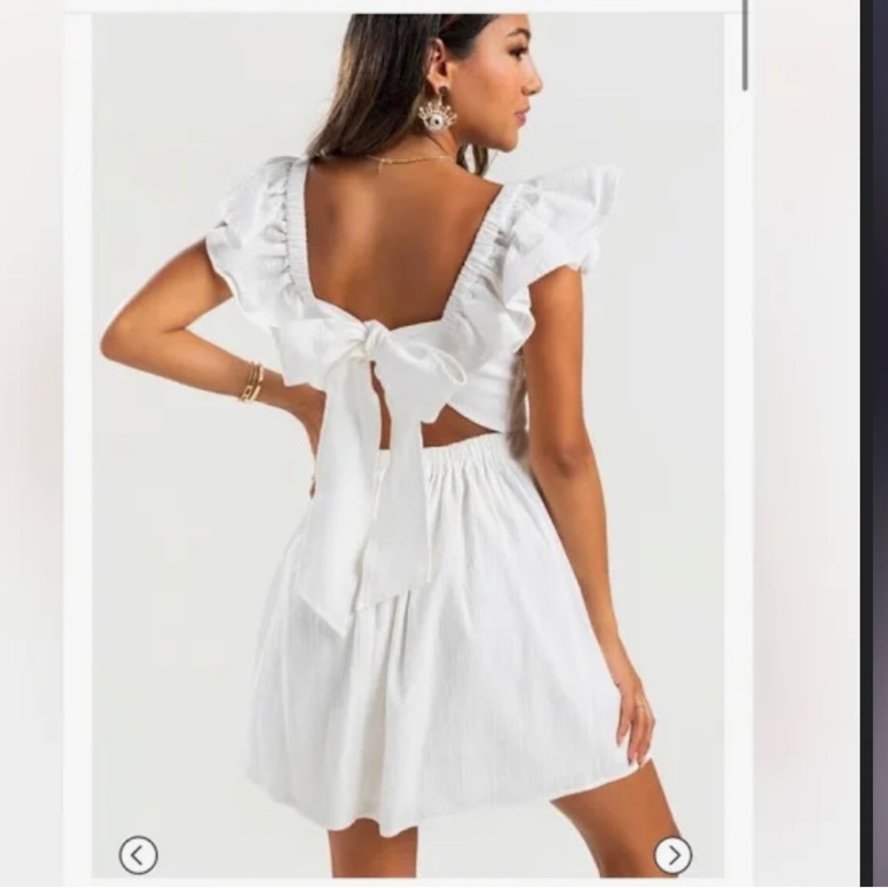 Francesca’s Alice Flutter Sleeve Mini Dress in White